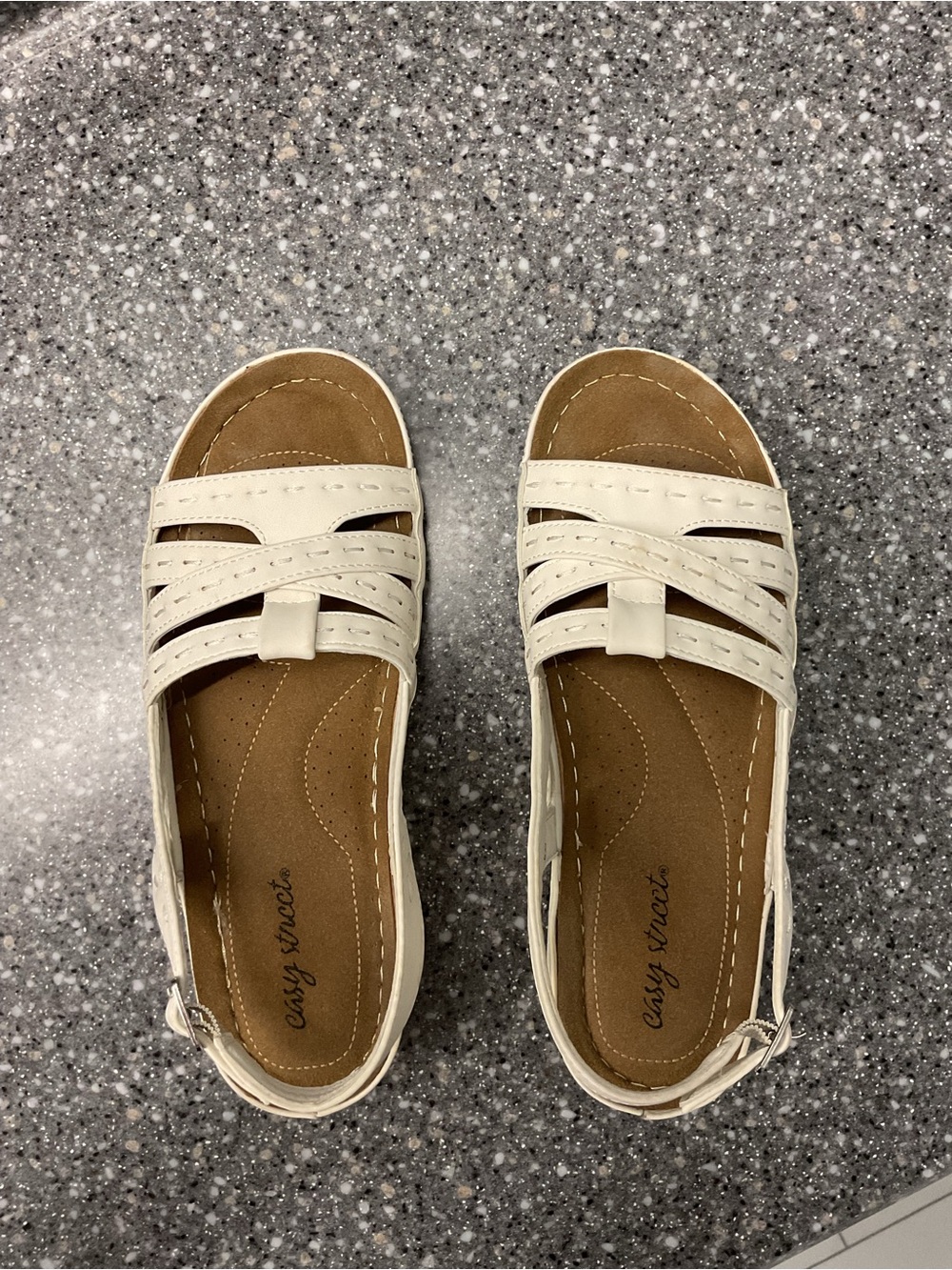 Easy Street White Strappy Slip-On Sandals